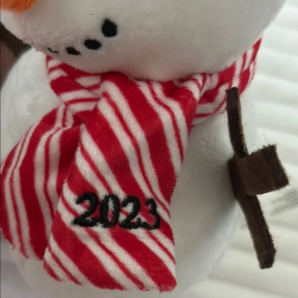 American Greetings Snowman Plush with Red and White 2023 Scarf